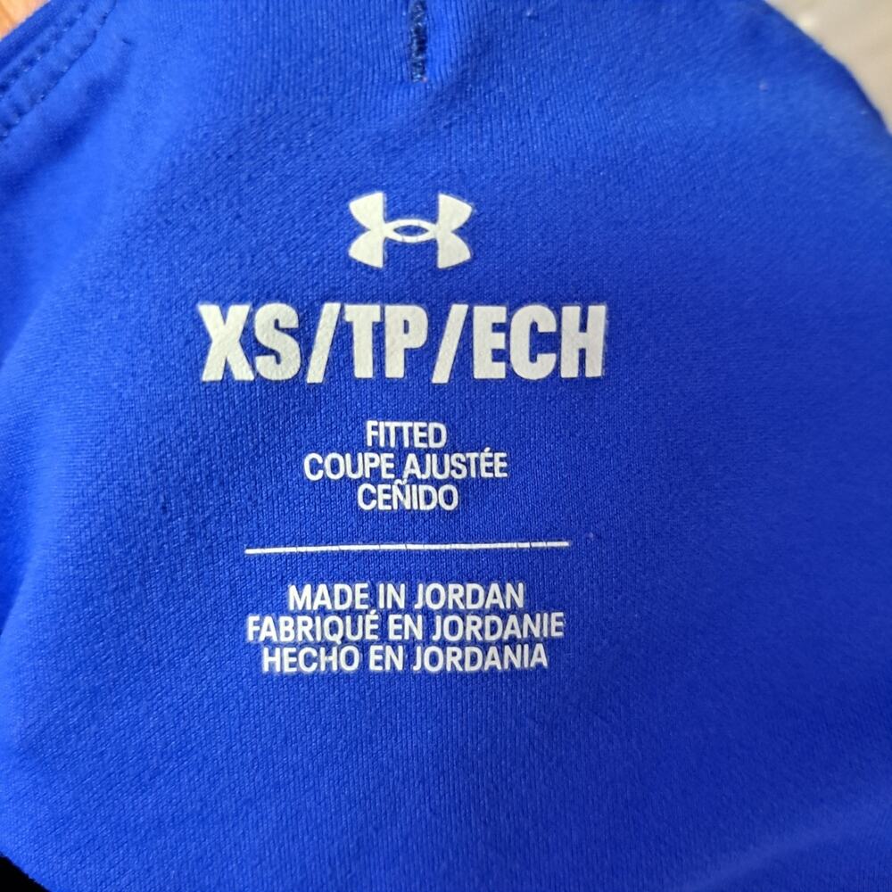Under Armour Leggings XS Blue‎ Fitted Workout Pants Pockets Ankle Slit - Picture 9 of 14